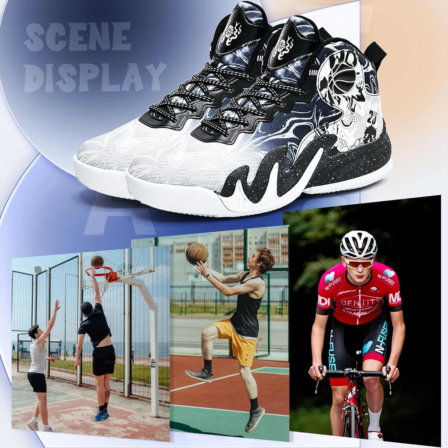 CJSPORX Women Men Basketball Shoes Breathable Men Non Slip Outdoor Fashion Unisex Sneakers
