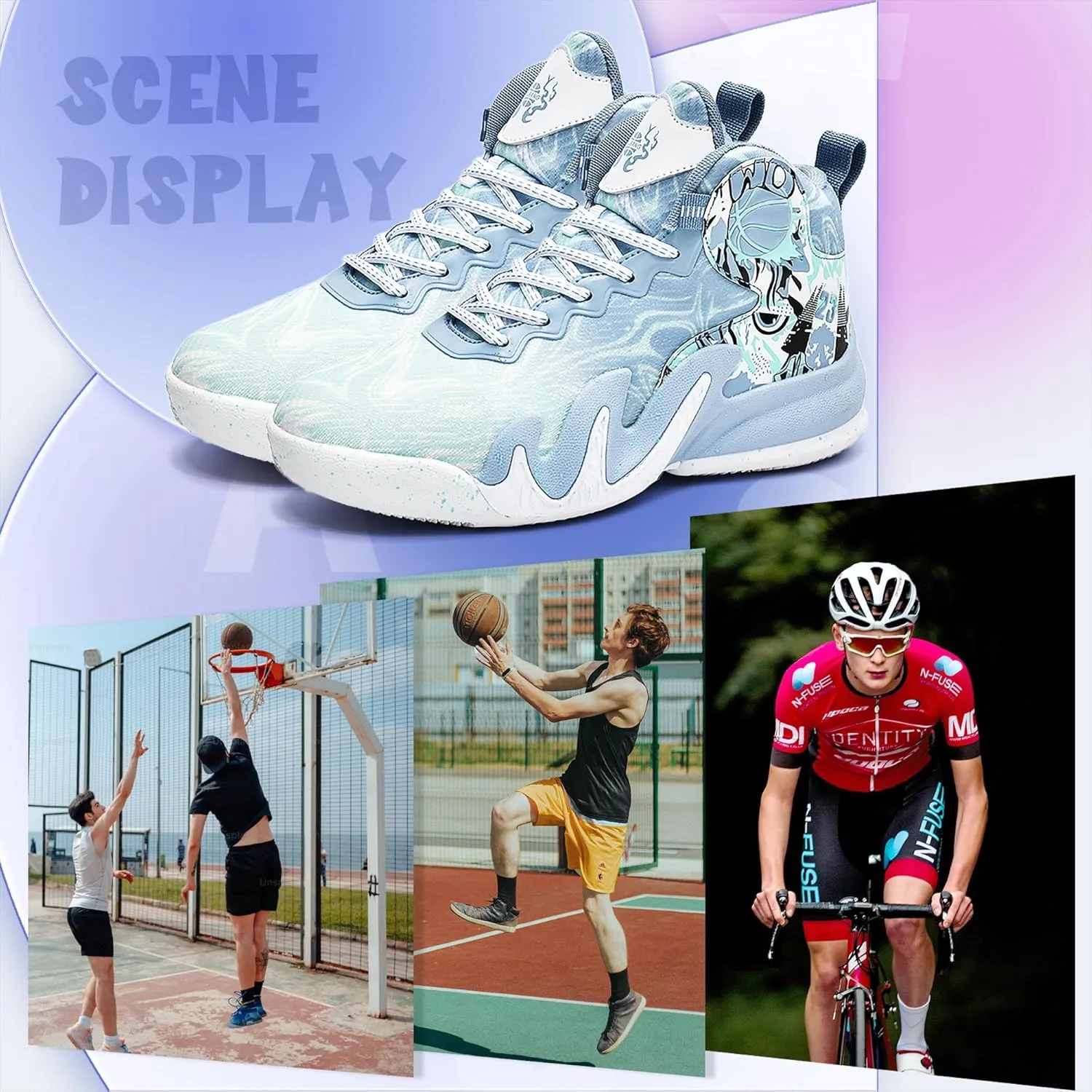 CJSPORX Women Men Basketball Shoes Breathable Men Non Slip Outdoor Fashion Unisex Sneakers