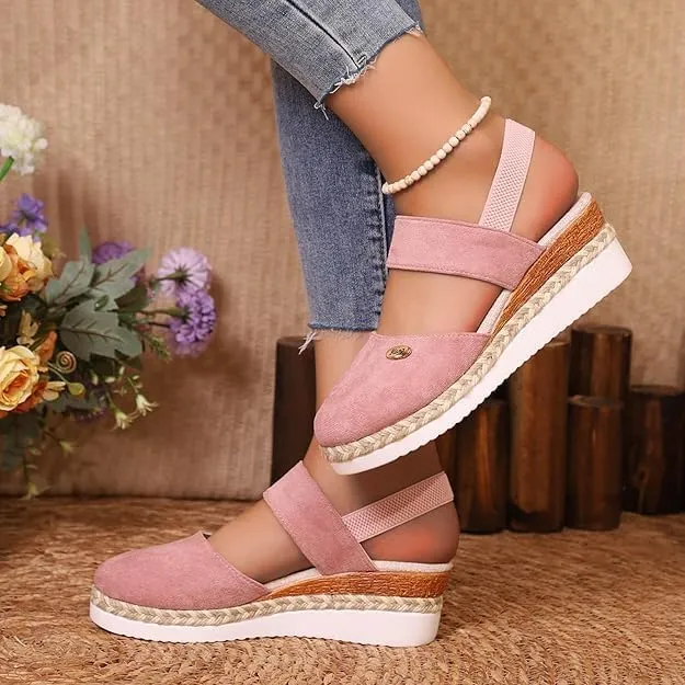 Closed Toe Platform Wedge Sandals for Women Heel Casual Womens, Women's Espadrilles Dressy Wedges Sandals, Comfortable Anti Slip Summer Shoes with Adjustable Buckle Ankle Strap