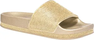 CLOVERLAY Women’s Slide Sandals Rhinestone Glitter Platform Slides Sandals Slippers