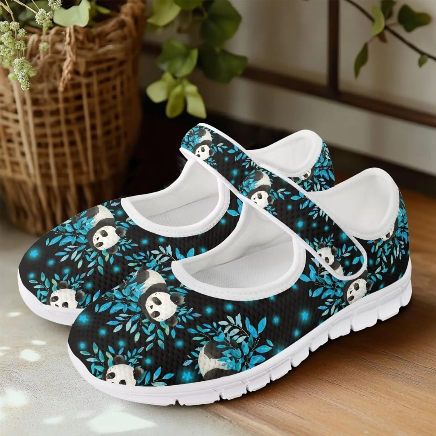 Coloranimal Flats for Women Mey Jane Shoes Womens Shoes Dressy Casual Slip On Shoes Buckle Strap Walking Shoes Mesh Ballet Flats White Sole