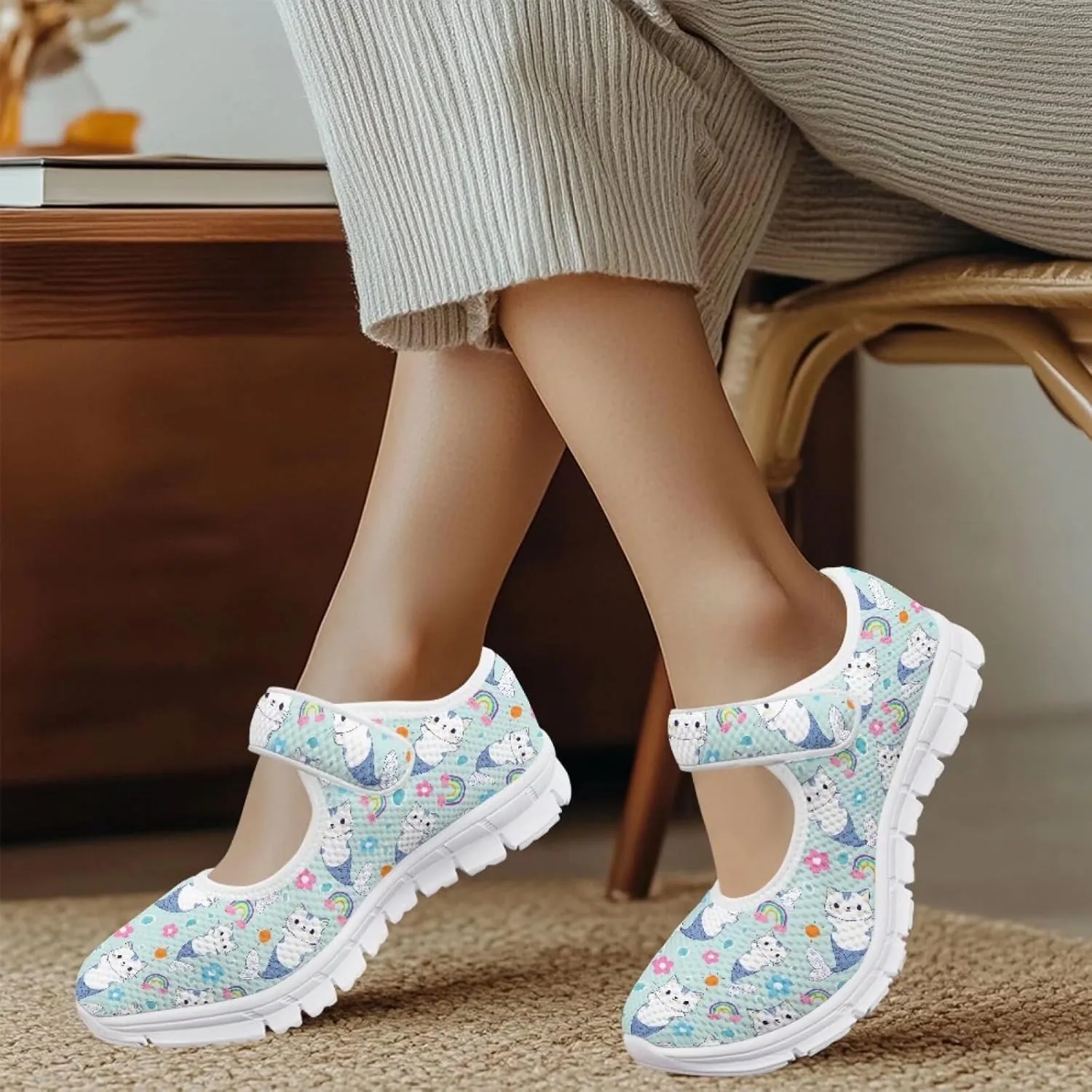 Coloranimal Mary Jane Shoes Women Shoes for Women Dressy Casual Slip On Shoes Lightweight Buckle Strap Womens Shoes Casual Walking Shoes