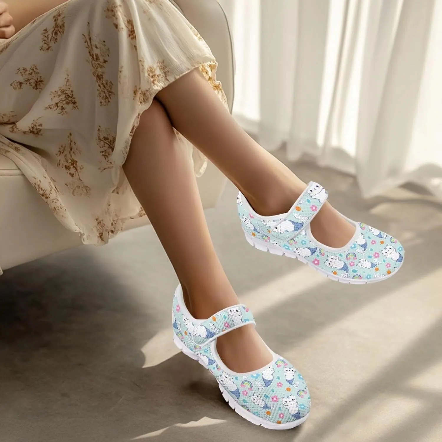 Coloranimal Mary Jane Shoes Women Shoes for Women Dressy Casual Slip On Shoes Lightweight Buckle Strap Womens Shoes Casual Walking Shoes