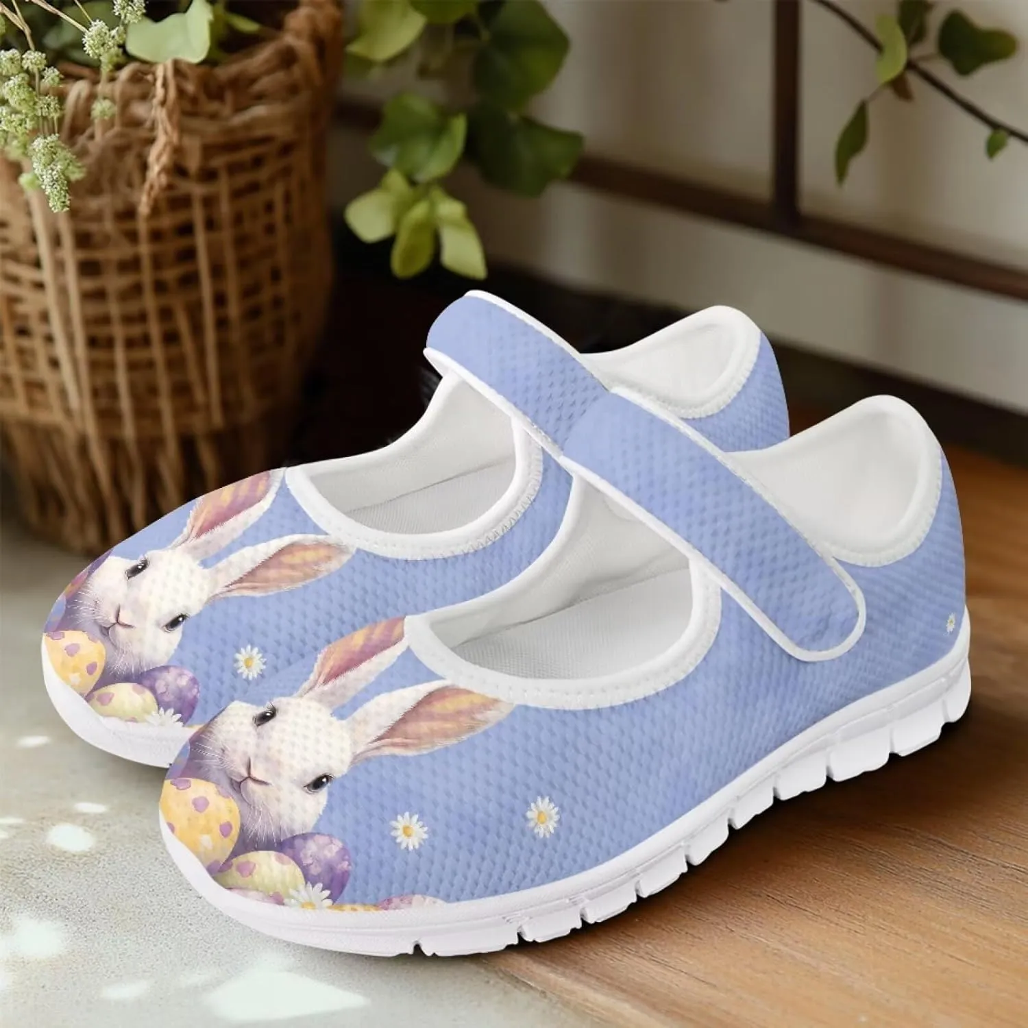 Coloranimal Mary Jane Shoes Women Slip On Shoes Casual Mary Jane Flat Womens Dressy Easter Theme Flats Shoes Women's Walking Shoes