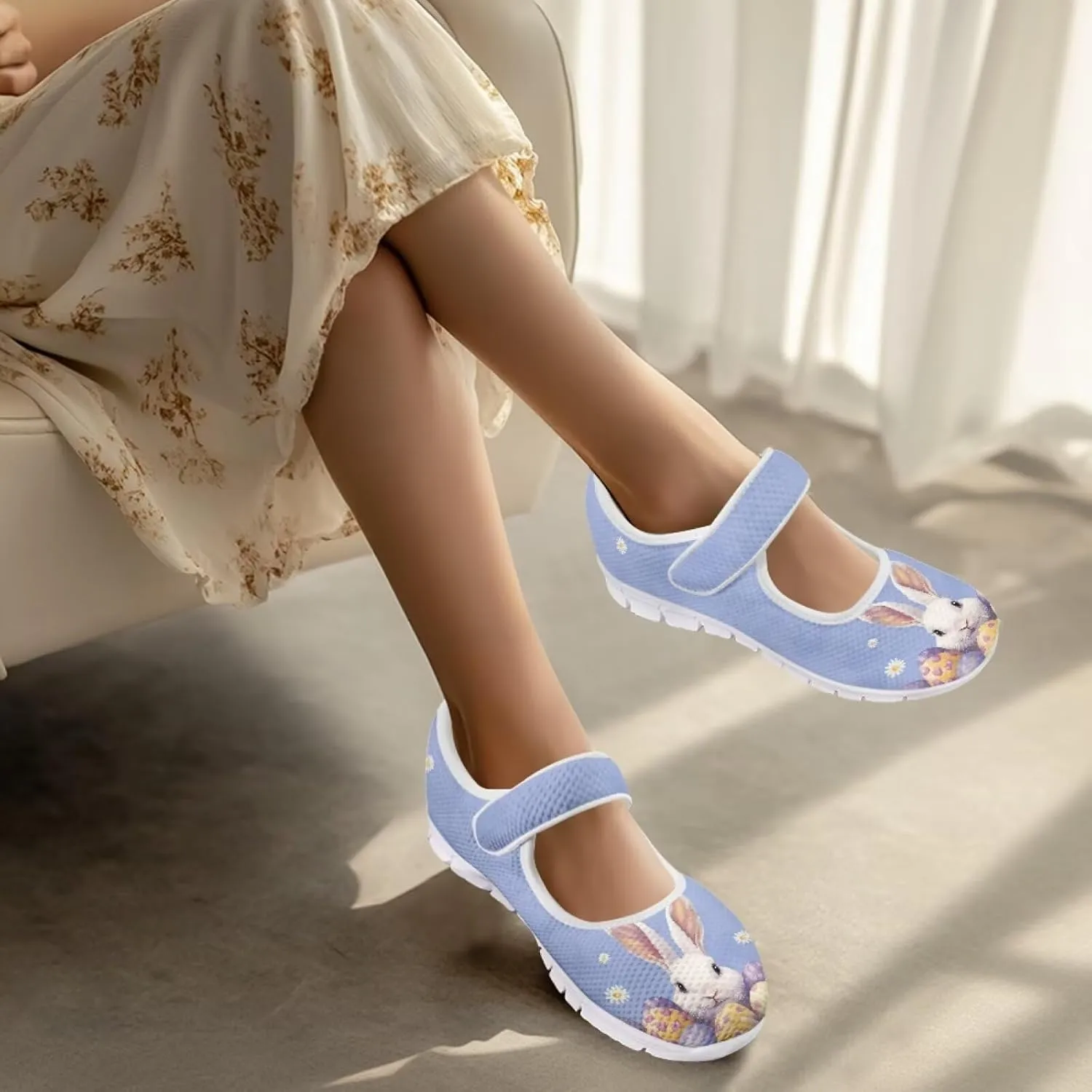 Coloranimal Mary Jane Shoes Women Slip On Shoes Casual Mary Jane Flat Womens Dressy Easter Theme Flats Shoes Women's Walking Shoes