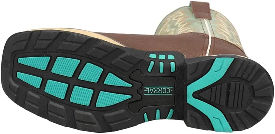 CORRAL LADIE'S BLACK HYDRO RESIST FARM&RANCH DUAL DENSITY SOLE SQ TOE, RUBBER SOLE, RANCHING W5000