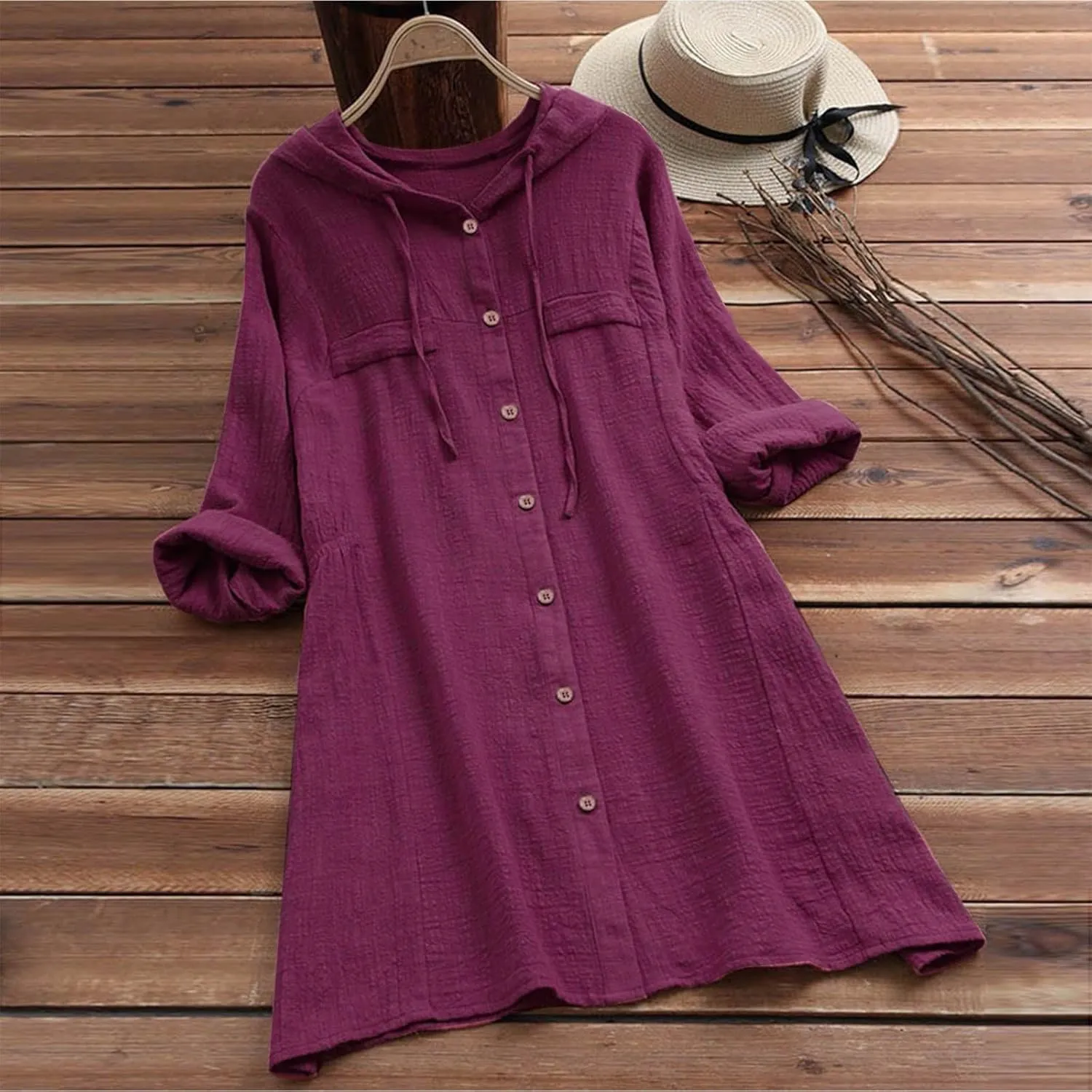 Cover Ups for Swimwear Women 2025 Cotton Linen Blouse Short Sleeve Button Down High Low Shirt Roll-Up Sleeve Tops