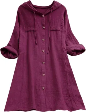 Cover Ups for Swimwear Women 2025 Cotton Linen Blouse Short Sleeve Button Down High Low Shirt Roll-Up Sleeve Tops