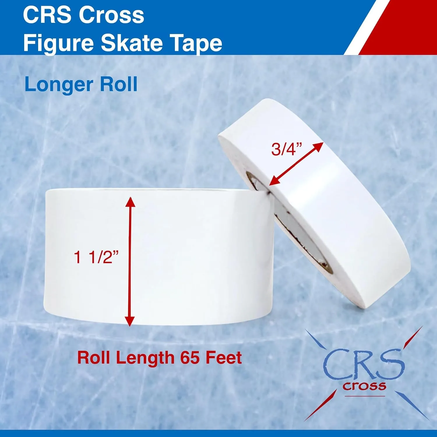 CRS Cross Figure Skate Tape. 1.5 Inch Wide White. Protection for Leather Figure Skates. White and Shiny Skate Boots - No Need for Polish. Tape Your Ice Skating Laces to Keep Them Tied Tight.