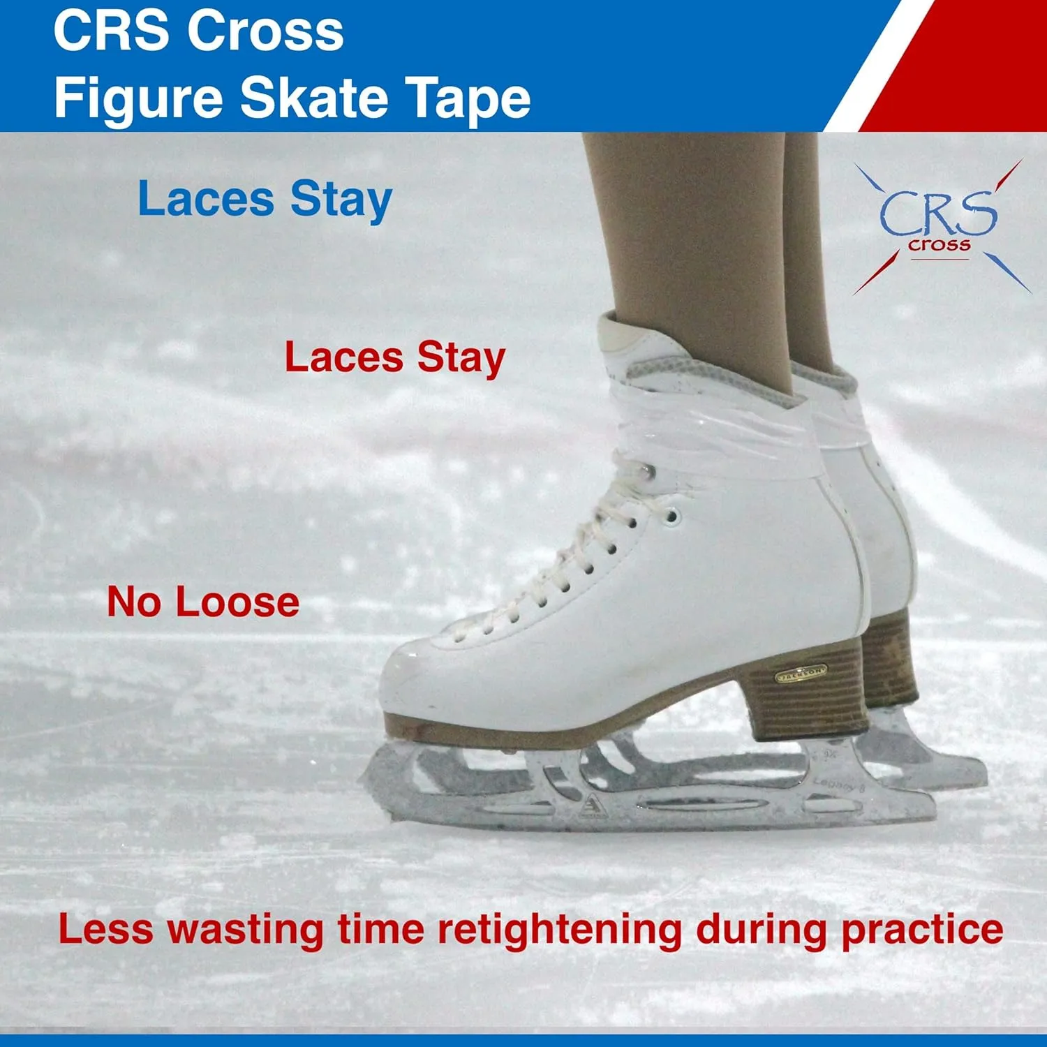 CRS Cross Figure Skate Tape. 1.5 Inch Wide White. Protection for Leather Figure Skates. White and Shiny Skate Boots - No Need for Polish. Tape Your Ice Skating Laces to Keep Them Tied Tight.