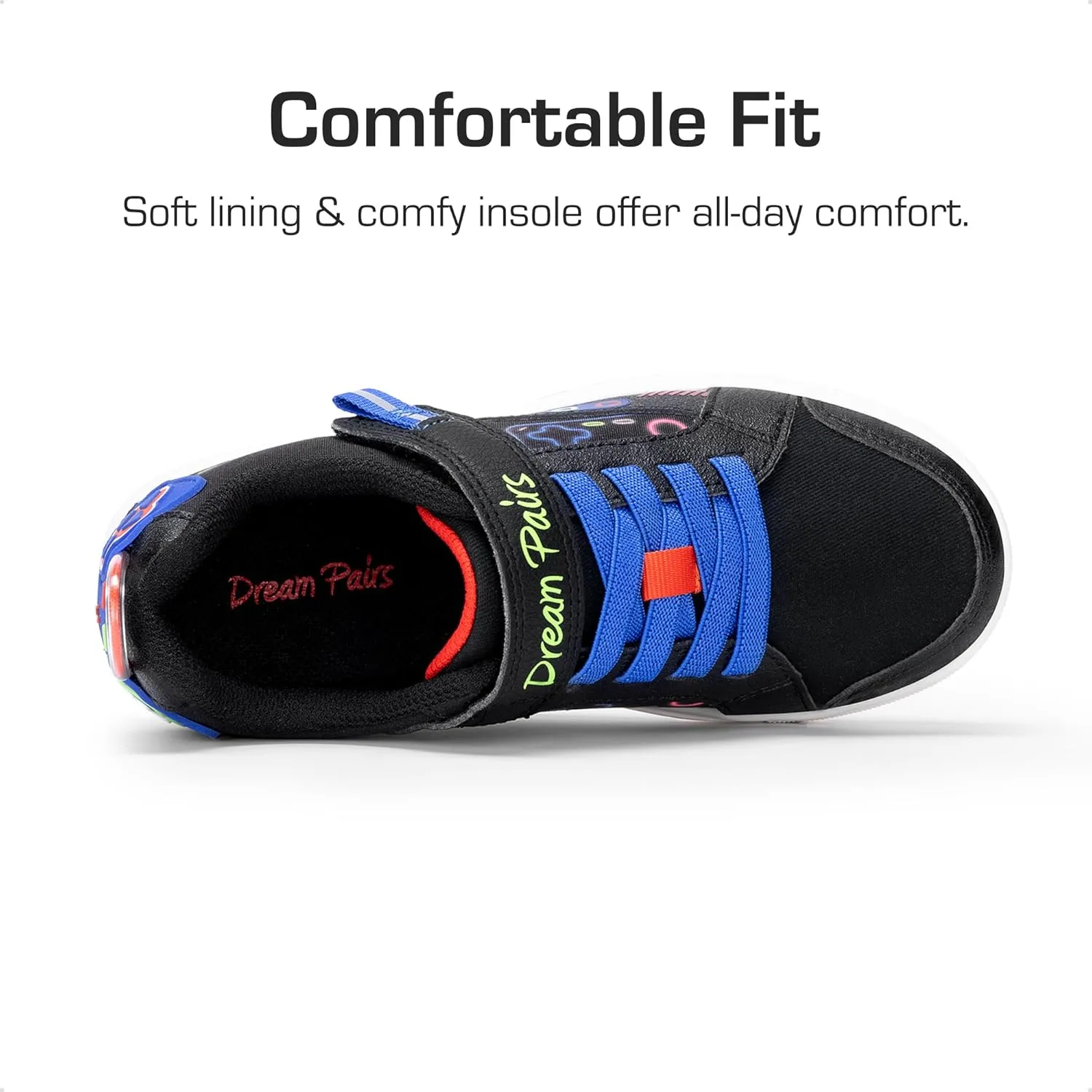 DREAM PAIRS Toddler Boys Sneakers Little Kids Shoes Playful Fun Cartoon Causal Walking Non-Slip Hook and Loop