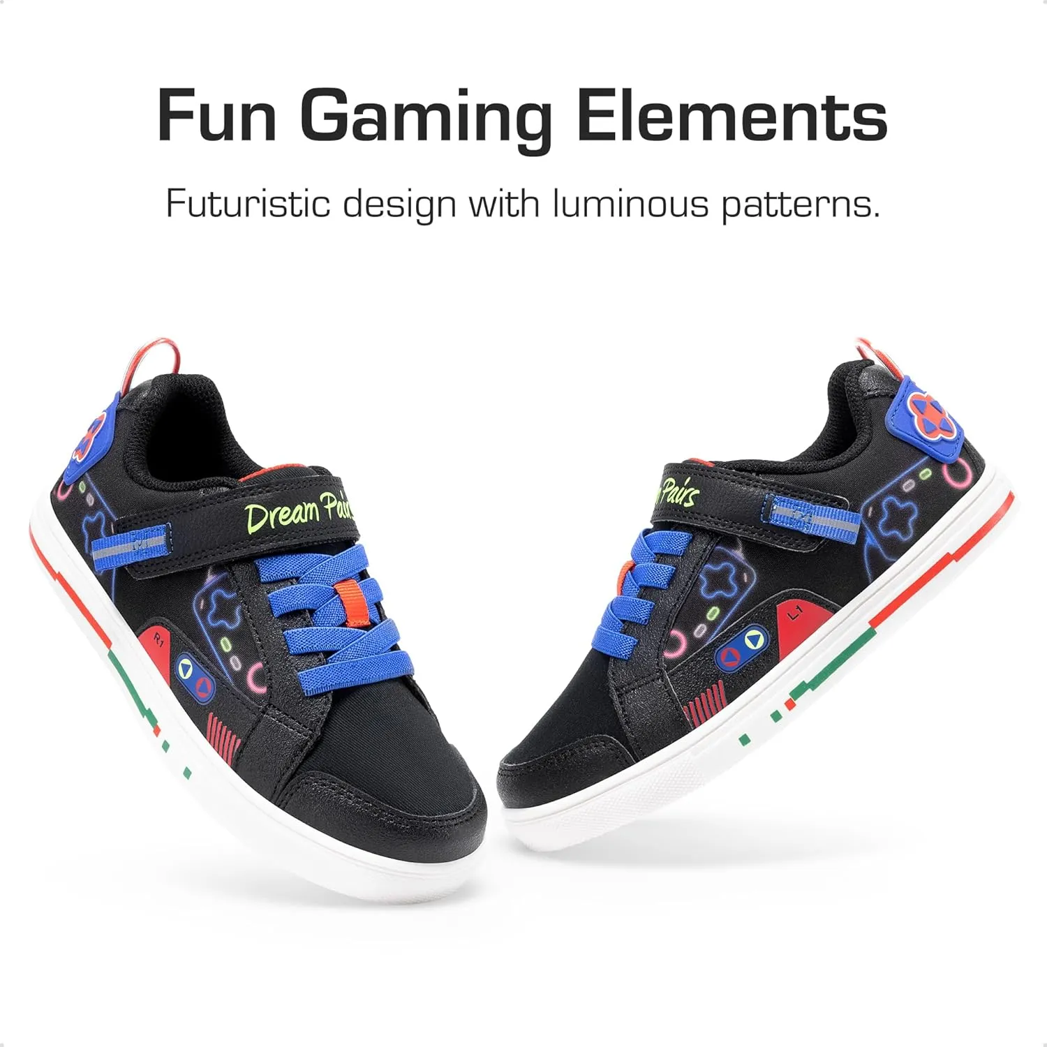 DREAM PAIRS Toddler Boys Sneakers Little Kids Shoes Playful Fun Cartoon Causal Walking Non-Slip Hook and Loop