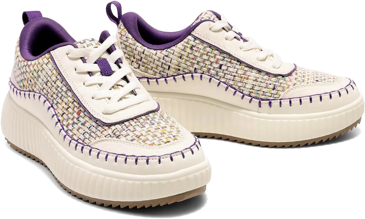 DREAM PAIRS Women Chunky City Tweed Comfortable Casual Platform Fashion Sneaker
