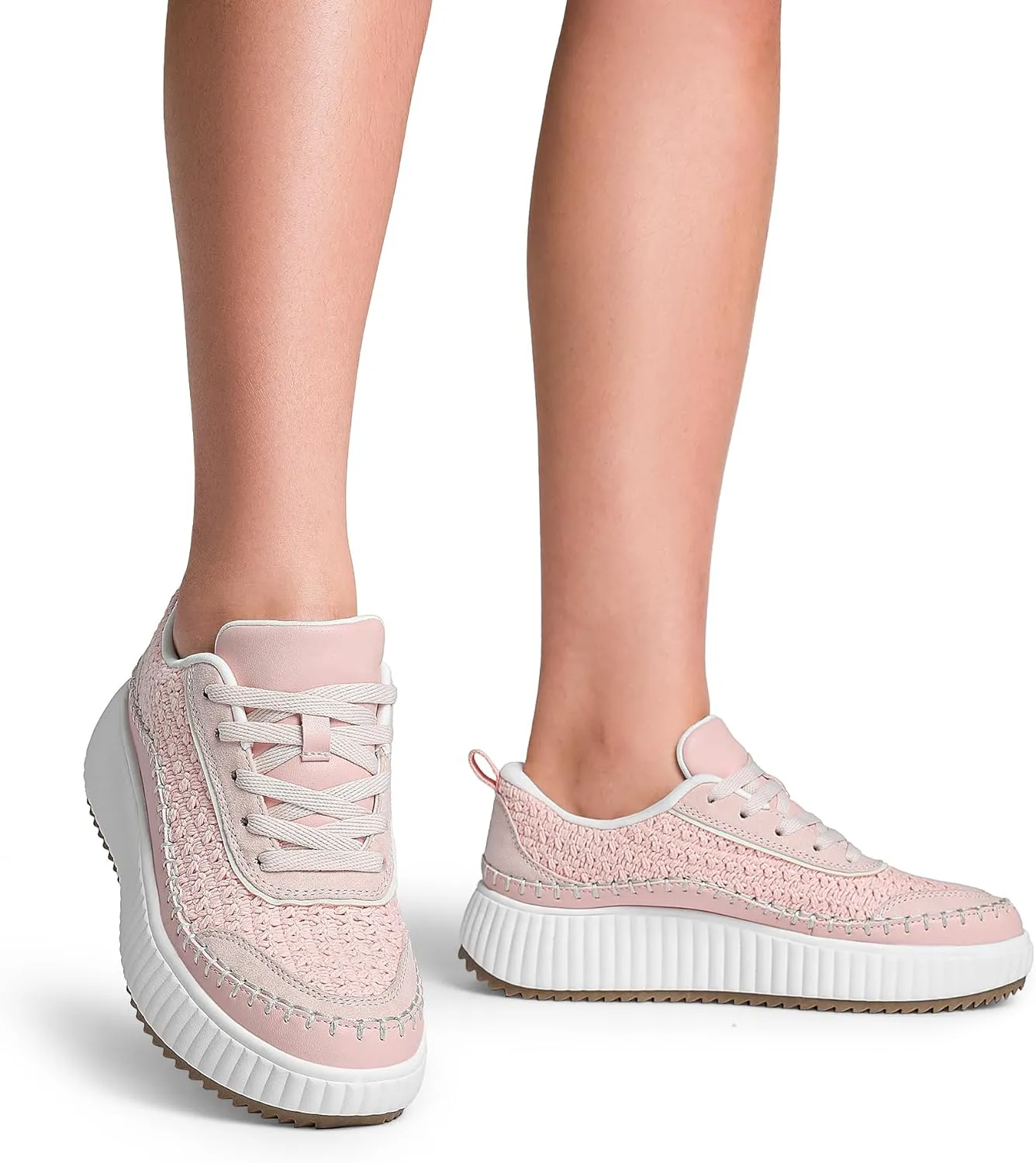 DREAM PAIRS Women Chunky City Tweed Comfortable Casual Platform Fashion Sneaker