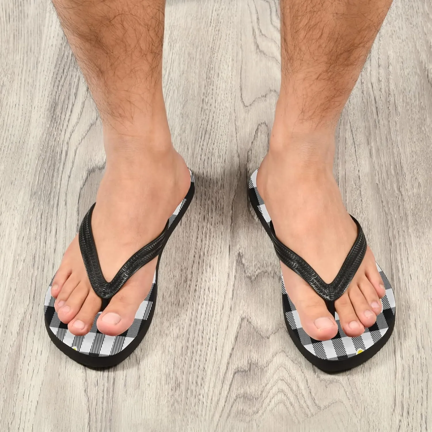 Duck Bird Tartan Plaid Womens Flip Flops Chick Buffalo Plaid Check Summer Beach Sandals Casual Thong Slippers Comfortable Shower Slippers Non Slip Water Sandals shoes M