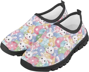 Easter Print Running Shoes Polyester Fabric Sneakers for Boys and Girls Breathable Casual Shoes Laceless Lightweight Shoes