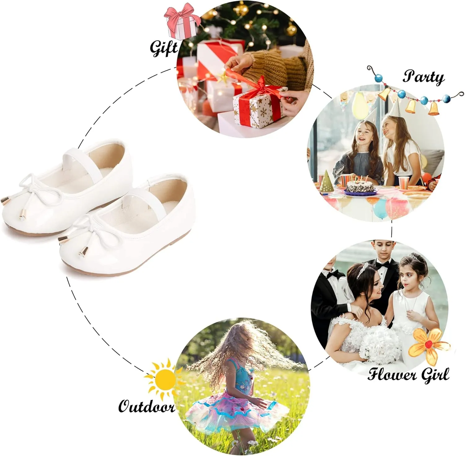 Felix & Flora Toddler Flower Girl Dress Shoes - Baby Girl Ballet Mary Jane Flats for Party School Wedding