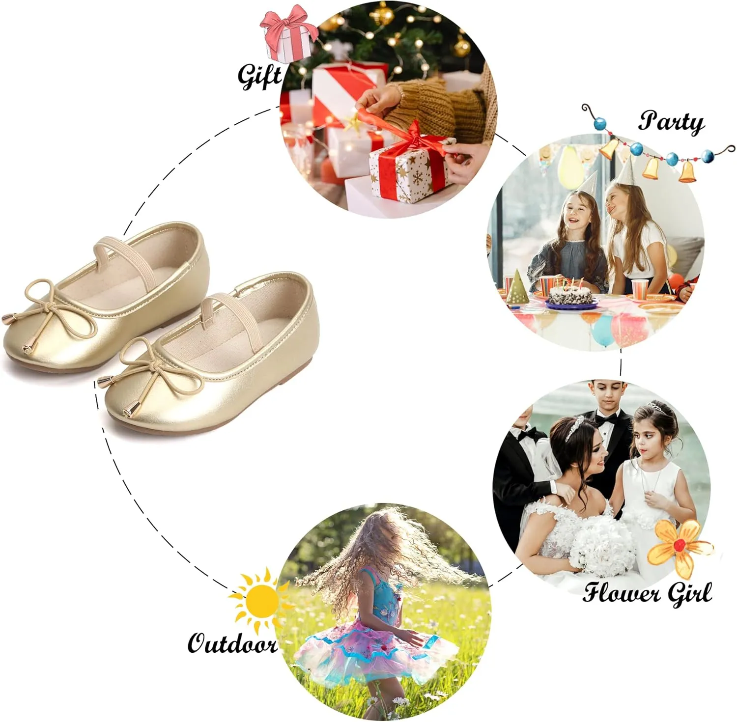 Felix & Flora Toddler Flower Girl Dress Shoes - Baby Girl Ballet Mary Jane Flats for Party School Wedding