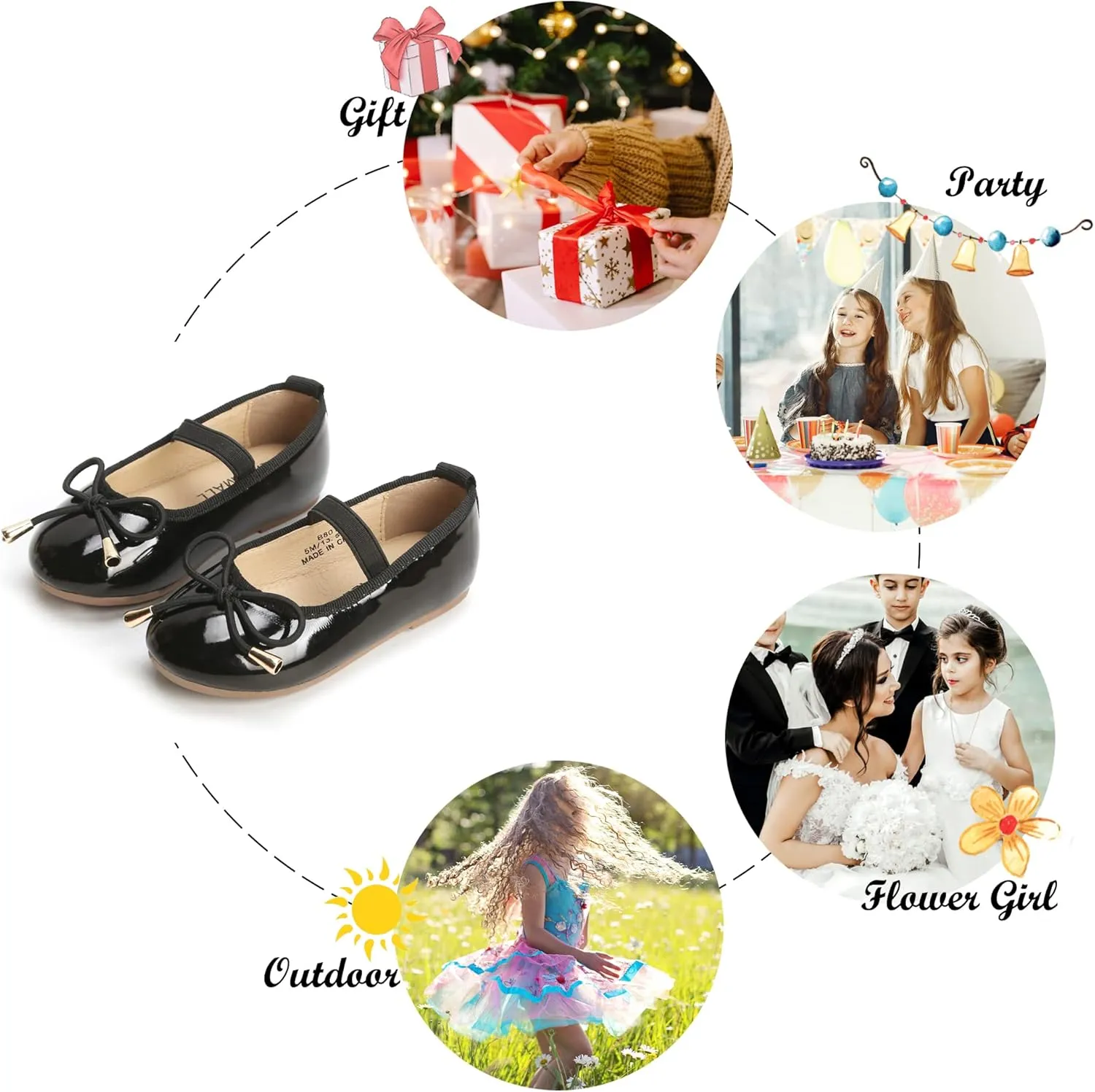 Felix & Flora Toddler Flower Girl Dress Shoes - Baby Girl Ballet Mary Jane Flats for Party School Wedding