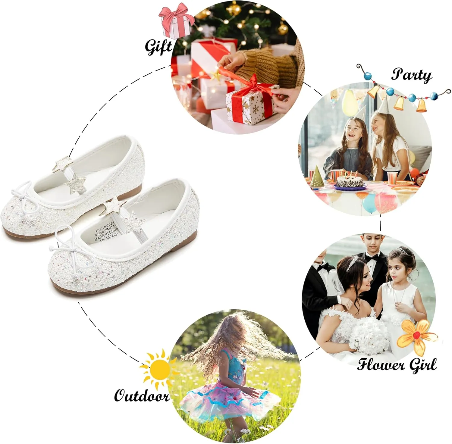 Felix & Flora Toddler Flower Girl Mary Jane Shoes - Little Girls Dress Flats Princess Wedding Party