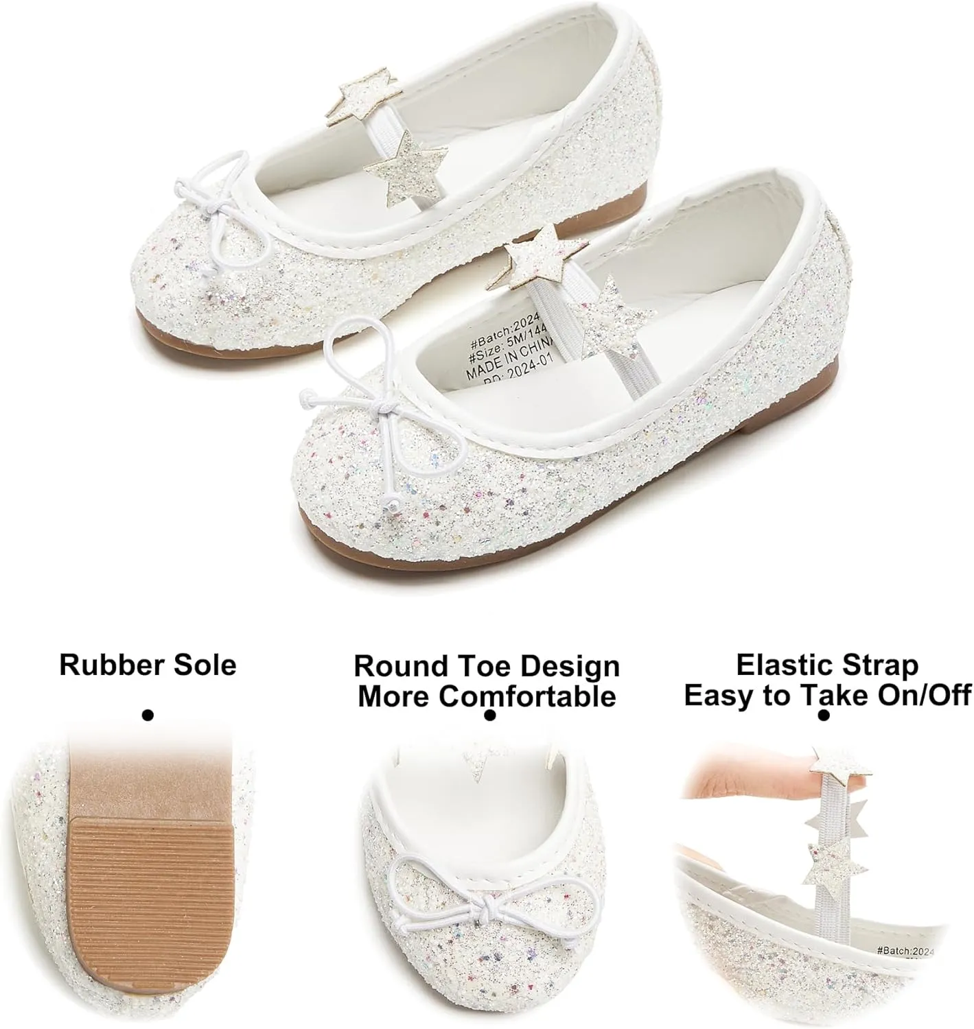 Felix & Flora Toddler Flower Girl Mary Jane Shoes - Little Girls Dress Flats Princess Wedding Party
