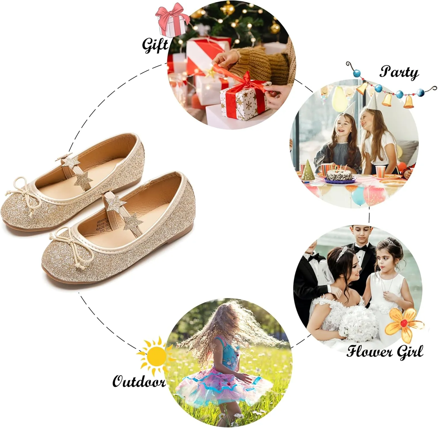 Felix & Flora Toddler Flower Girl Mary Jane Shoes - Little Girls Dress Flats Princess Wedding Party