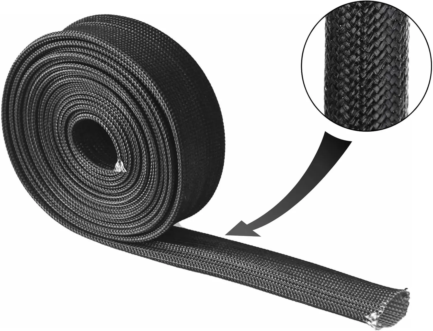 Fiberglass Hose Heat Shield Sleeve Spark Plug Wire Heat Protector Boots Auto Hose Roll 2500 Degree for Car&Auto Wire Loom Brake Line Cable (Black 3/4" IDX10')