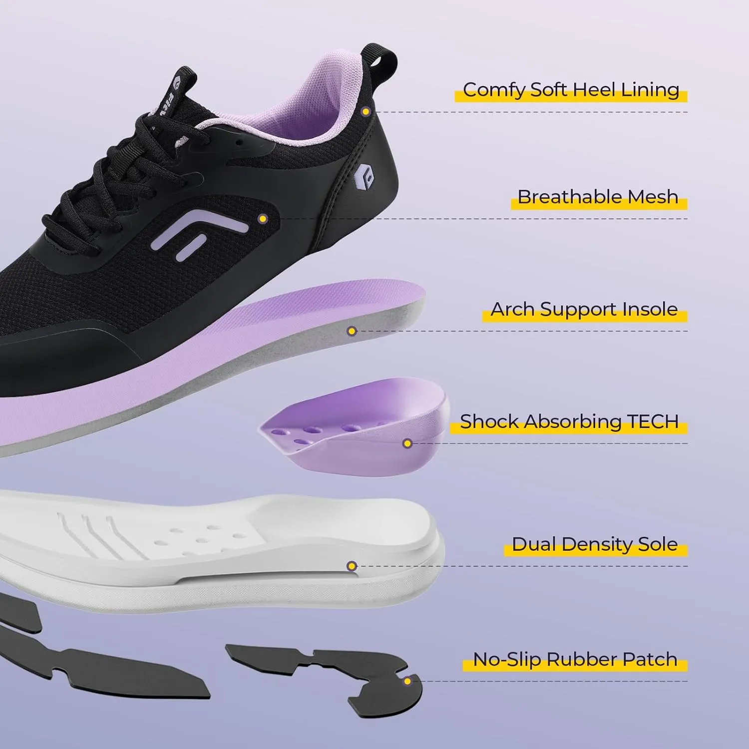 FitVille Wide Width Sneakers for Women Extra Wide Athletic Shoes with Arch Support for Workout Gym Cross Training