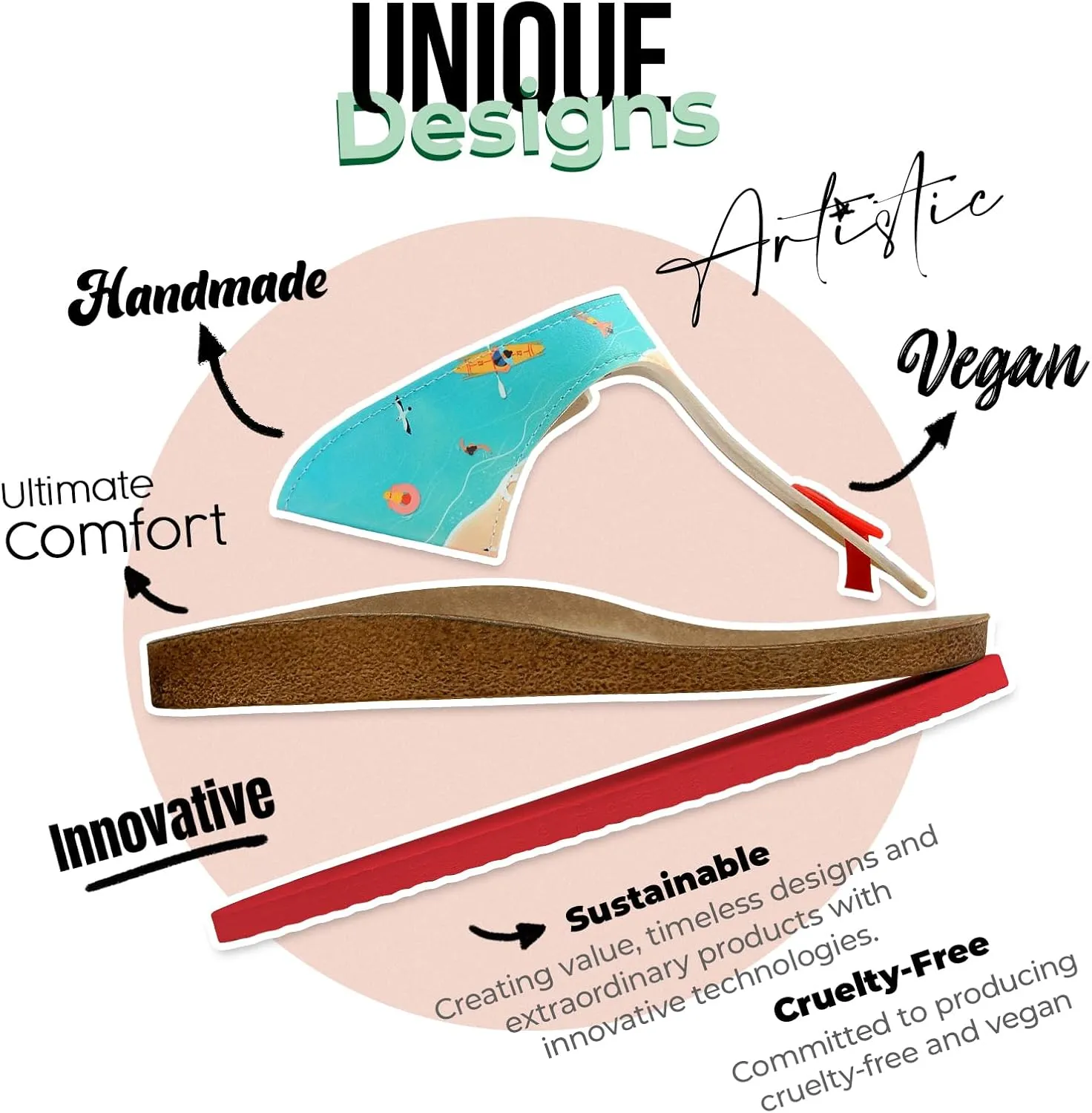 Flip Flops for Women - Vegan Leather and Handmade Thong Sandals for Women