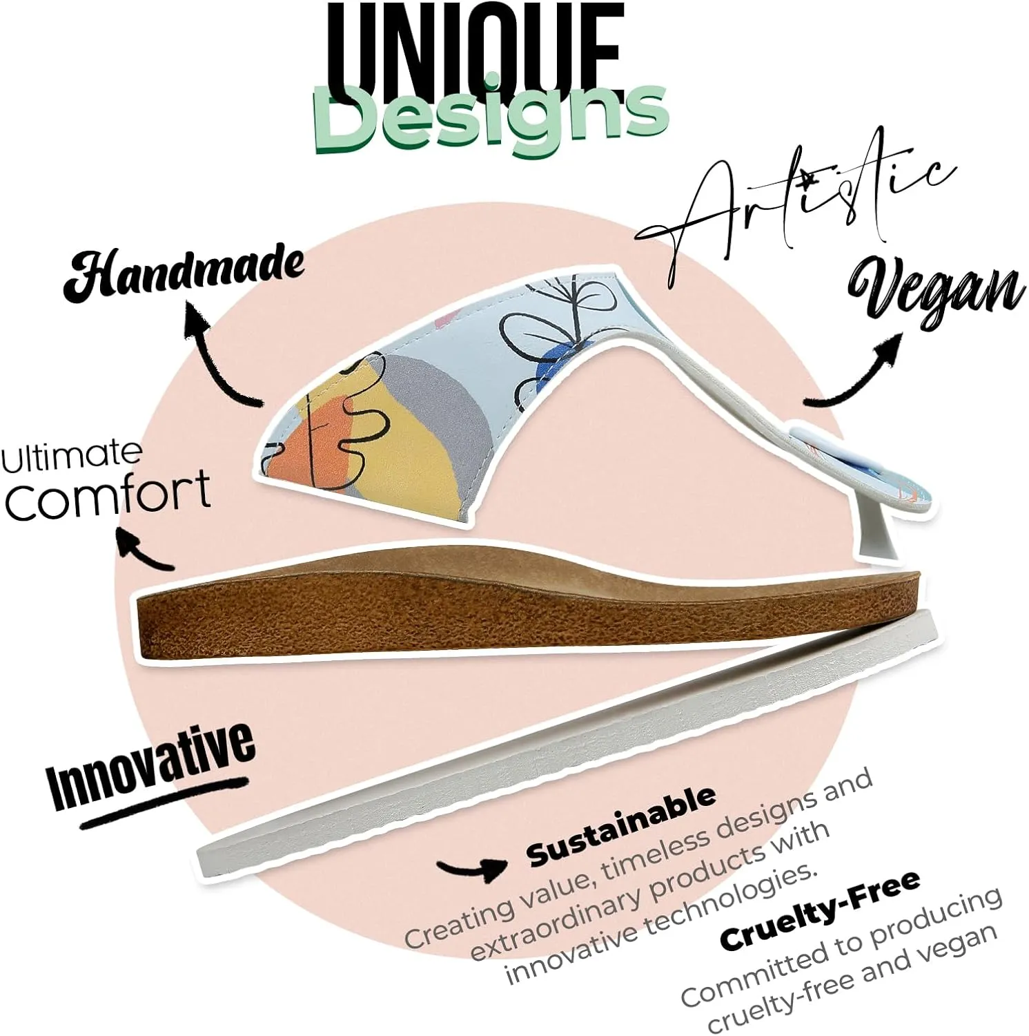 Flip Flops for Women - Vegan Leather and Handmade Thong Sandals for Women