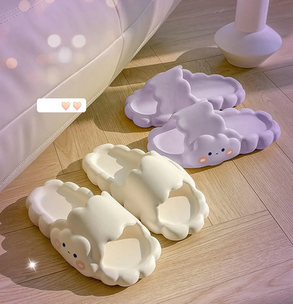 Floette Cute Slide Sandals Kawaii Slippers Shower Non-Slip Bathroom Spa Sandals Comfort Lightweight for Couple Lovers