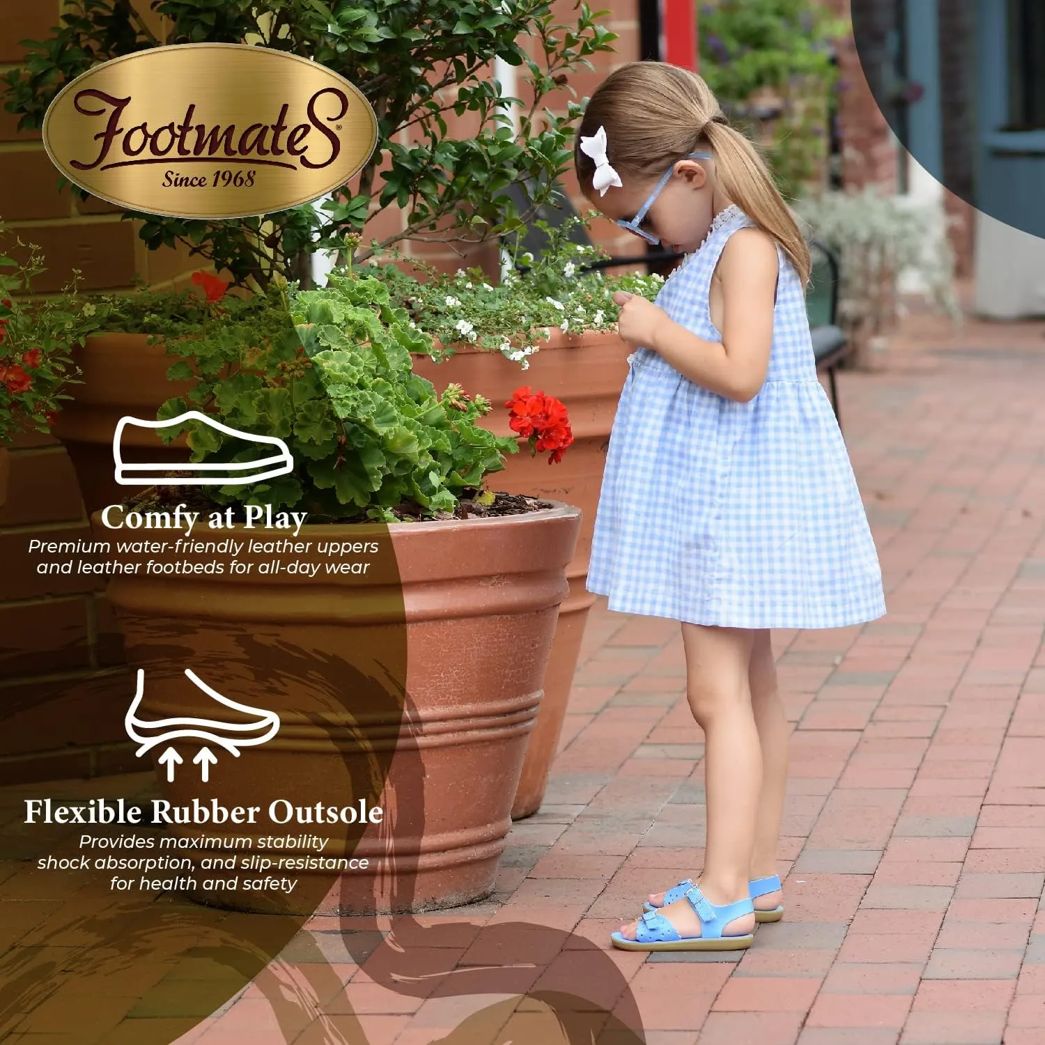 FOOTMATES Ariel and Eco-Ariel Waterproof Sandals for Girls and Boys with Slip-Resistant, Non-Marking Outsoles and Strap Closure for Infants, Toddlers, and Kids Ages 0-12