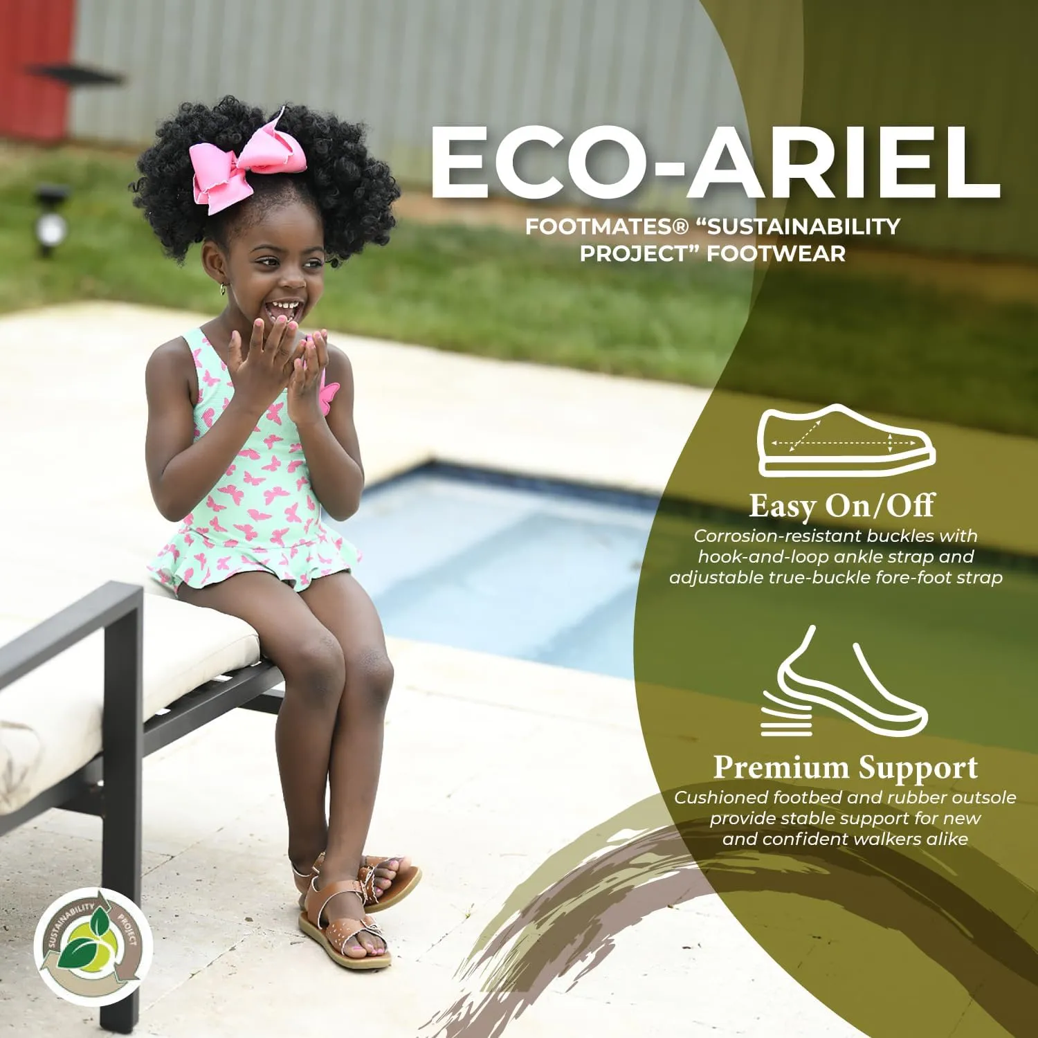 FOOTMATES Ariel and Eco-Ariel Waterproof Sandals for Girls and Boys with Slip-Resistant, Non-Marking Outsoles and Strap Closure for Infants, Toddlers, and Kids Ages 0-12