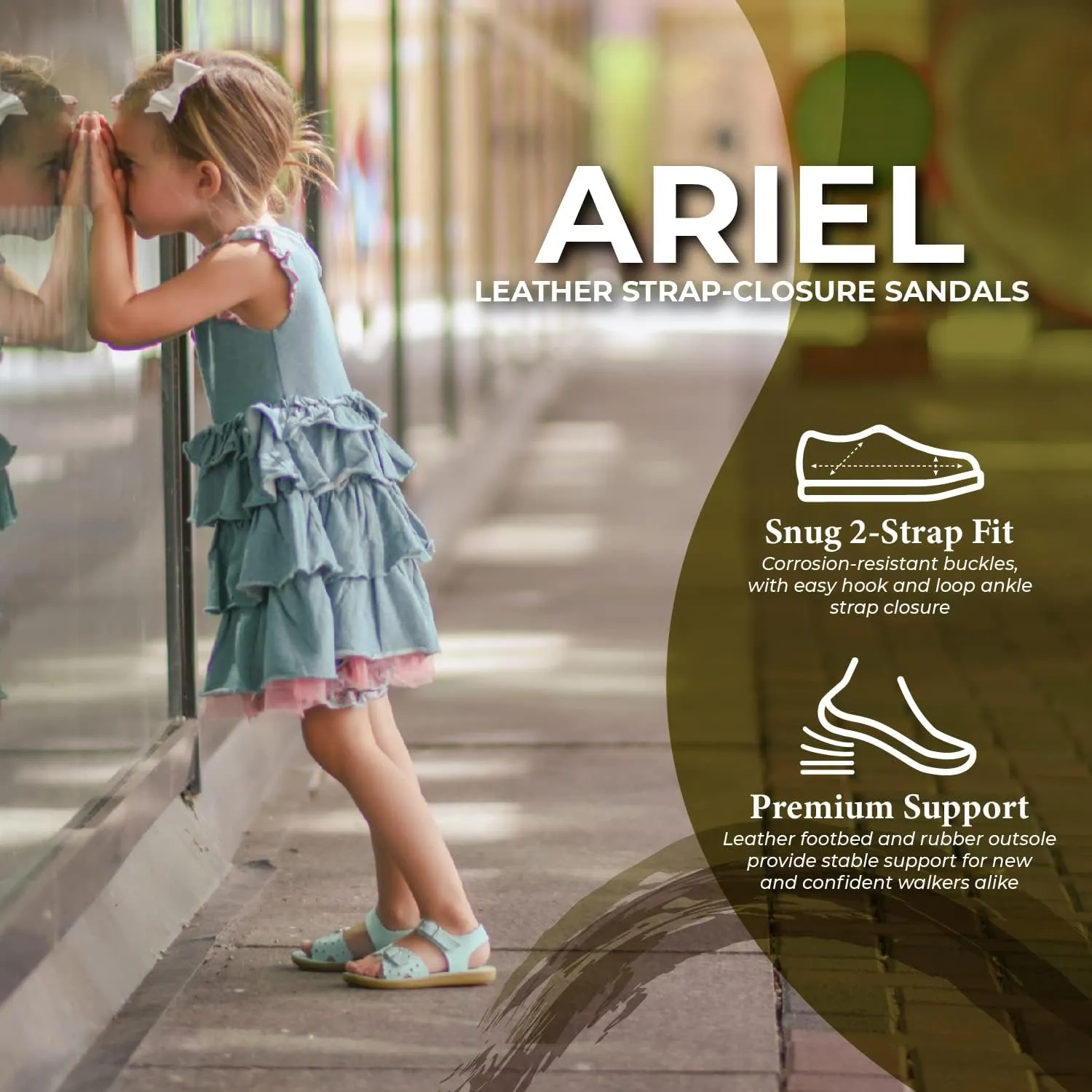 FOOTMATES Ariel and Eco-Ariel Waterproof Sandals for Girls and Boys with Slip-Resistant, Non-Marking Outsoles and Strap Closure for Infants, Toddlers, and Kids Ages 0-12