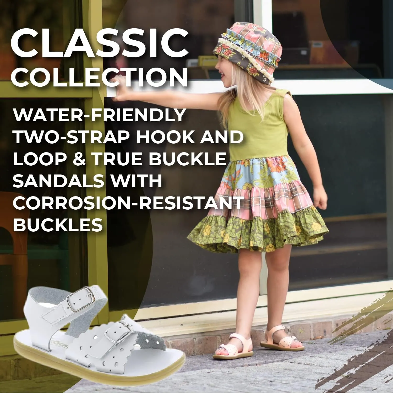 FOOTMATES Ariel and Eco-Ariel Waterproof Sandals for Girls and Boys with Slip-Resistant, Non-Marking Outsoles and Strap Closure for Infants, Toddlers, and Kids Ages 0-12