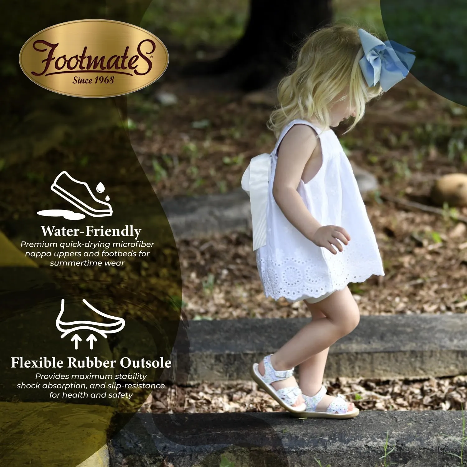 FOOTMATES Ariel and Eco-Ariel Waterproof Sandals for Girls and Boys with Slip-Resistant, Non-Marking Outsoles and Strap Closure for Infants, Toddlers, and Kids Ages 0-12