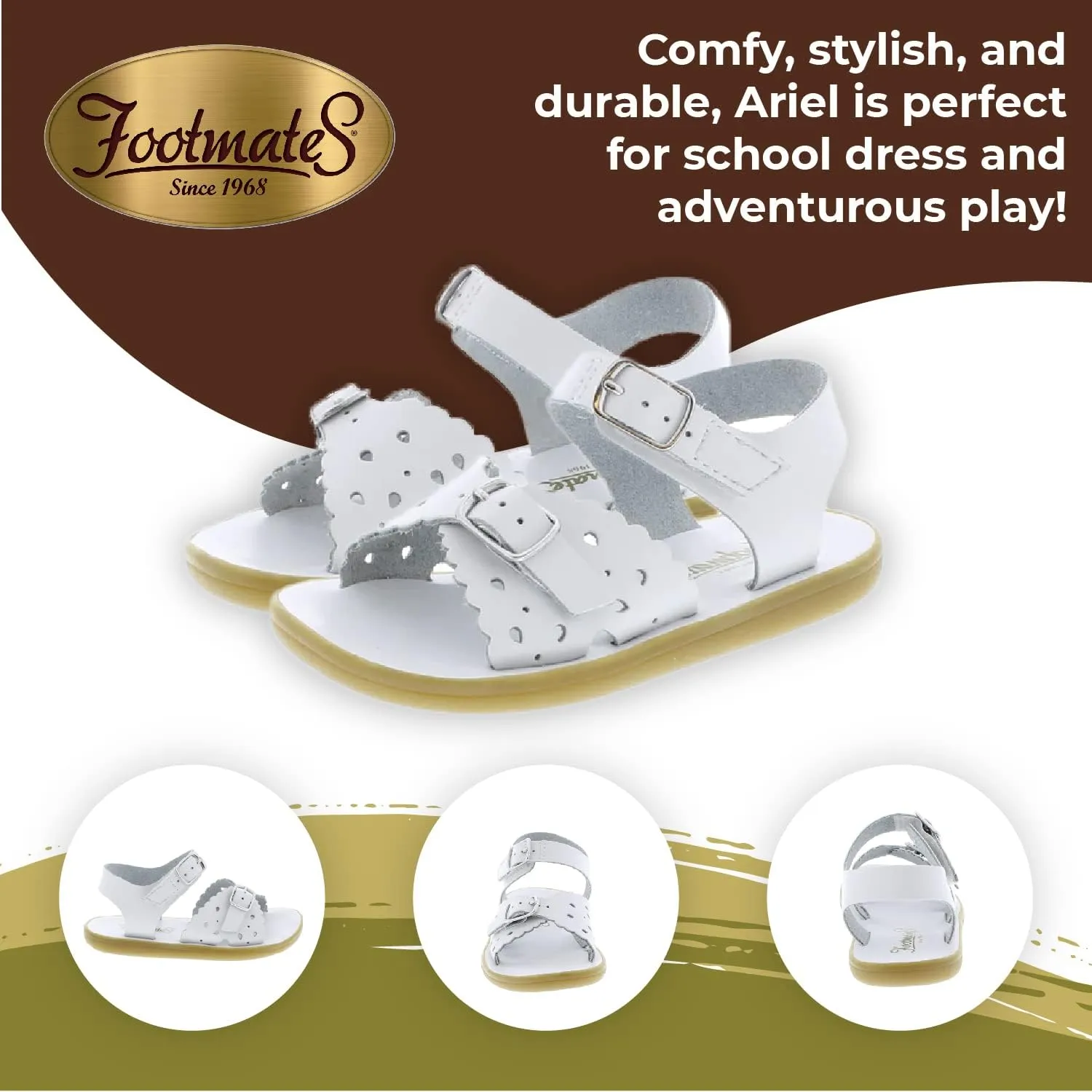 FOOTMATES Ariel and Eco-Ariel Waterproof Sandals for Girls and Boys with Slip-Resistant, Non-Marking Outsoles and Strap Closure for Infants, Toddlers, and Kids Ages 0-12