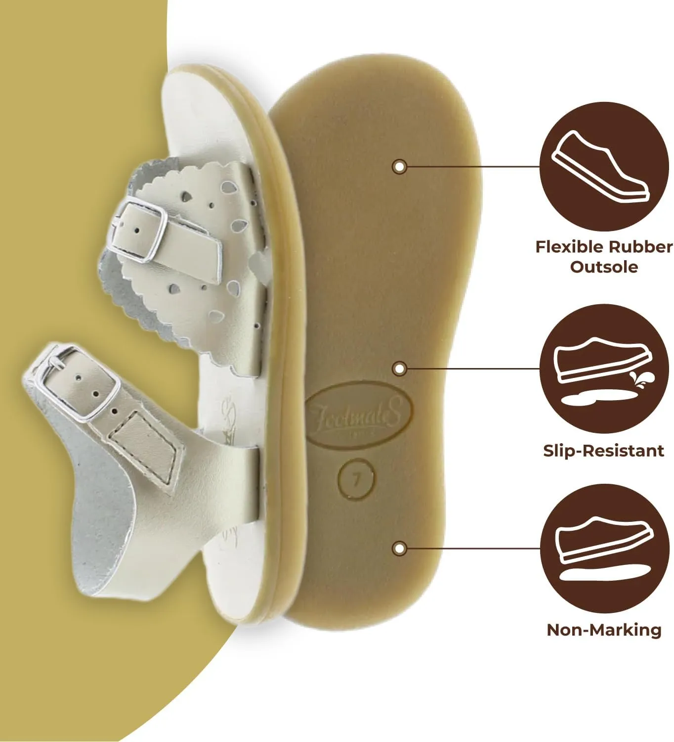 FOOTMATES Ariel and Eco-Ariel Waterproof Sandals for Girls and Boys with Slip-Resistant, Non-Marking Outsoles and Strap Closure for Infants, Toddlers, and Kids Ages 0-12