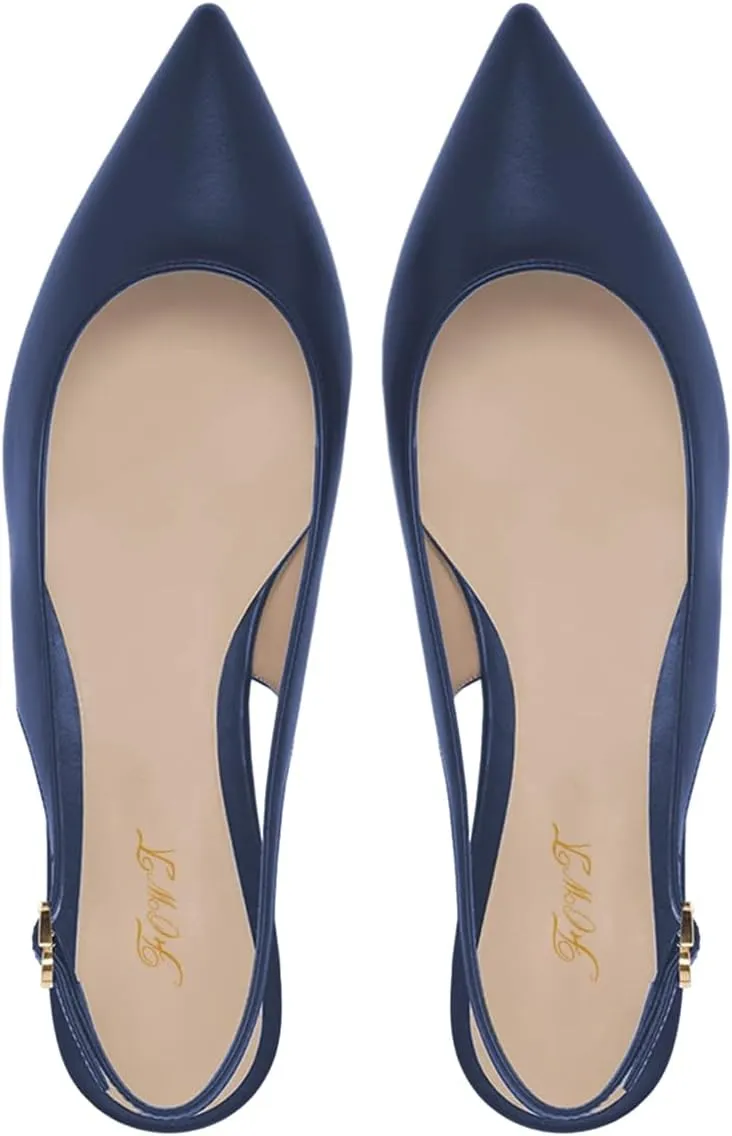 FOWT Simple Closed Pointed Toe Slingback Buckle Strap Womens Flats Comfort Casual Daily Mules Shoes Ladies Slip on Sandals for Dressy Driving Commuting Travel, US Size 4-16 M