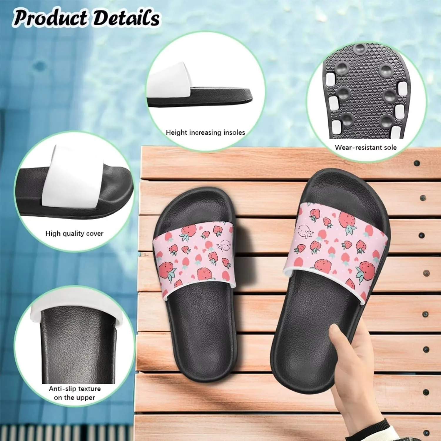 Fruit Design Kids Shower Slippers Anti Slip Water Shoes Summer Comfort Cushion Footbed Flats House Slipper