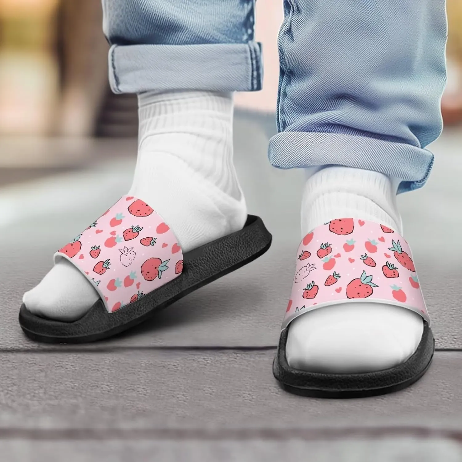 Fruit Design Kids Shower Slippers Anti Slip Water Shoes Summer Comfort Cushion Footbed Flats House Slipper