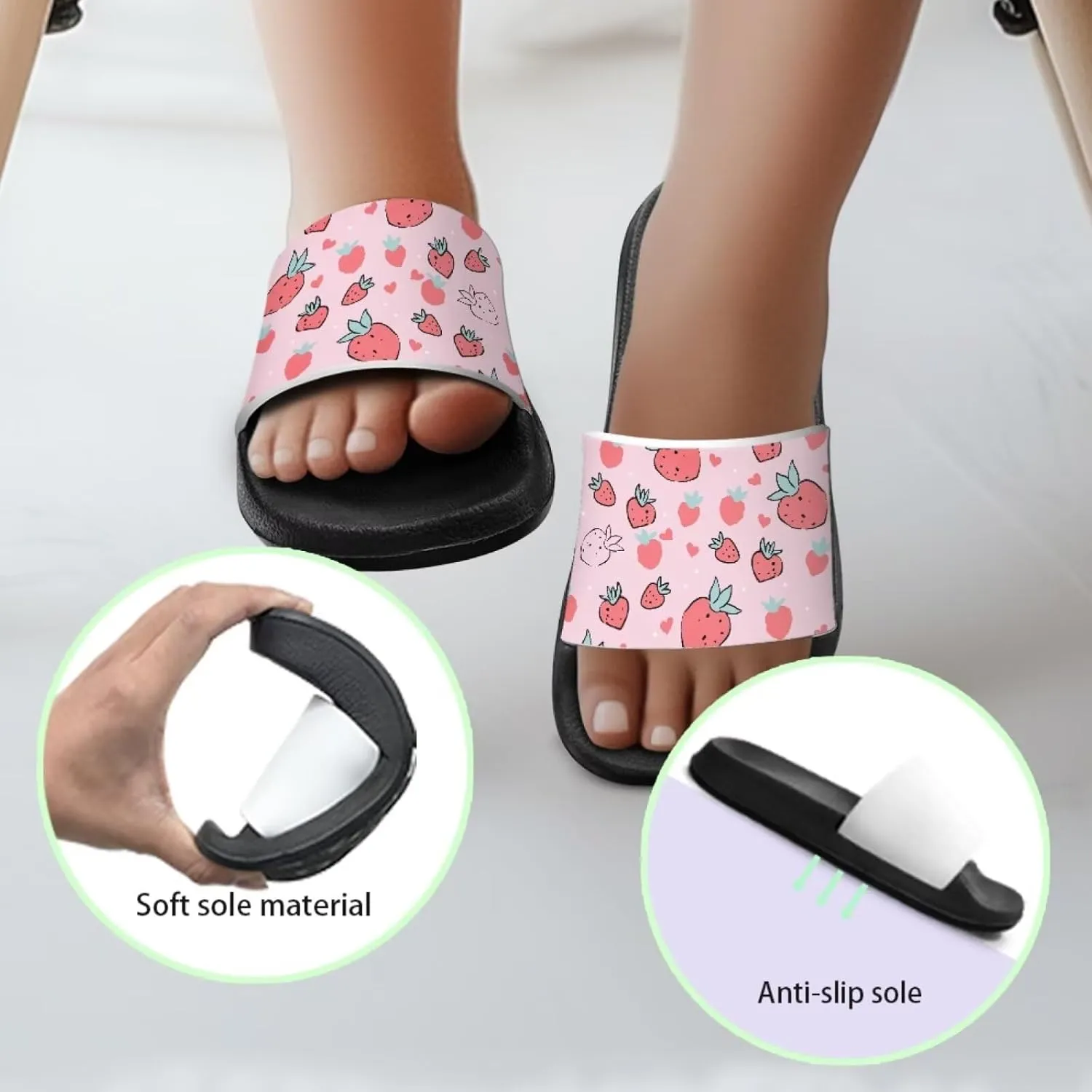 Fruit Design Kids Shower Slippers Anti Slip Water Shoes Summer Comfort Cushion Footbed Flats House Slipper