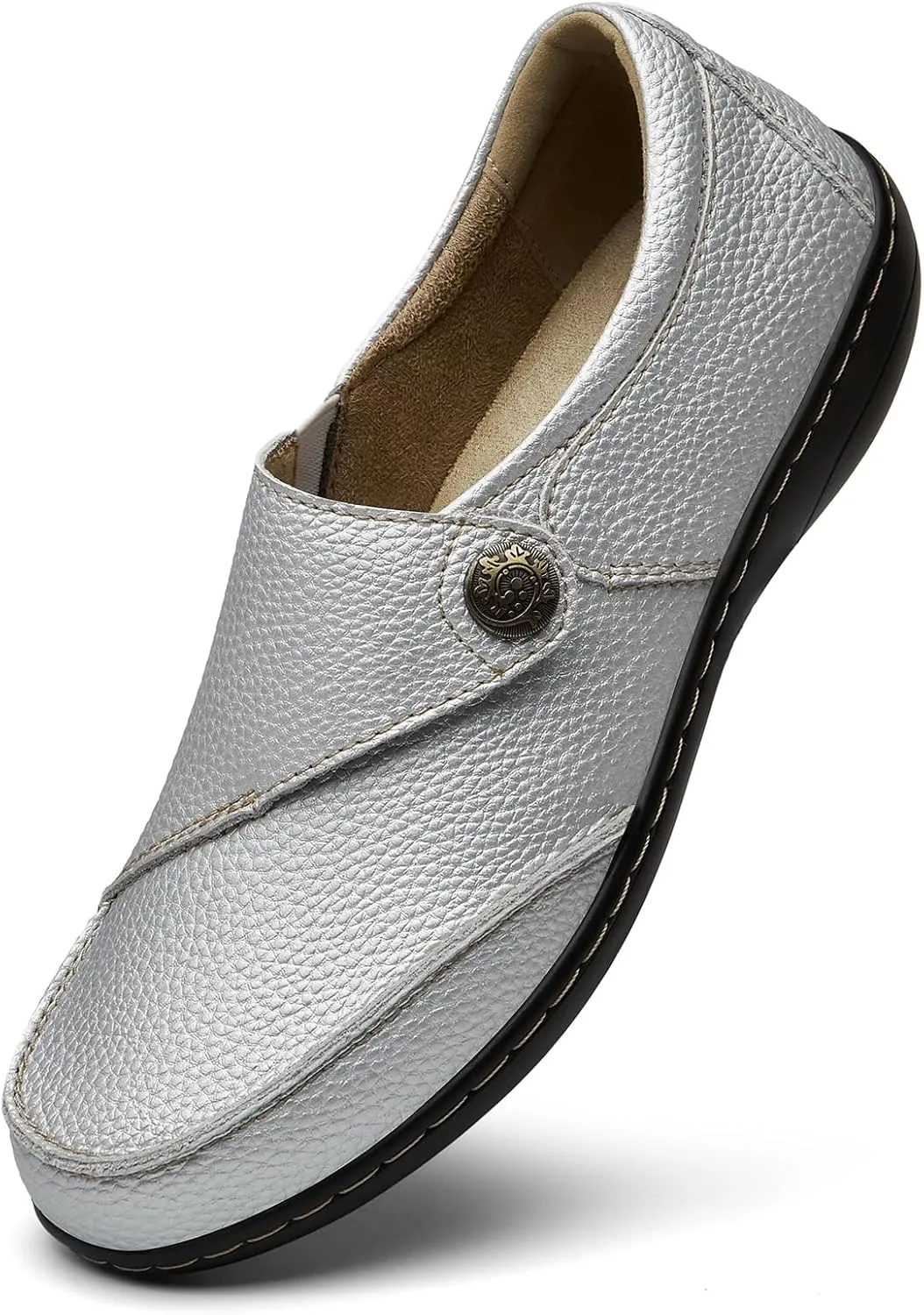 Geoeleph Women's Loafers Casual Slip-Ons Comfort Walking Flats Leather Driving Moccasins