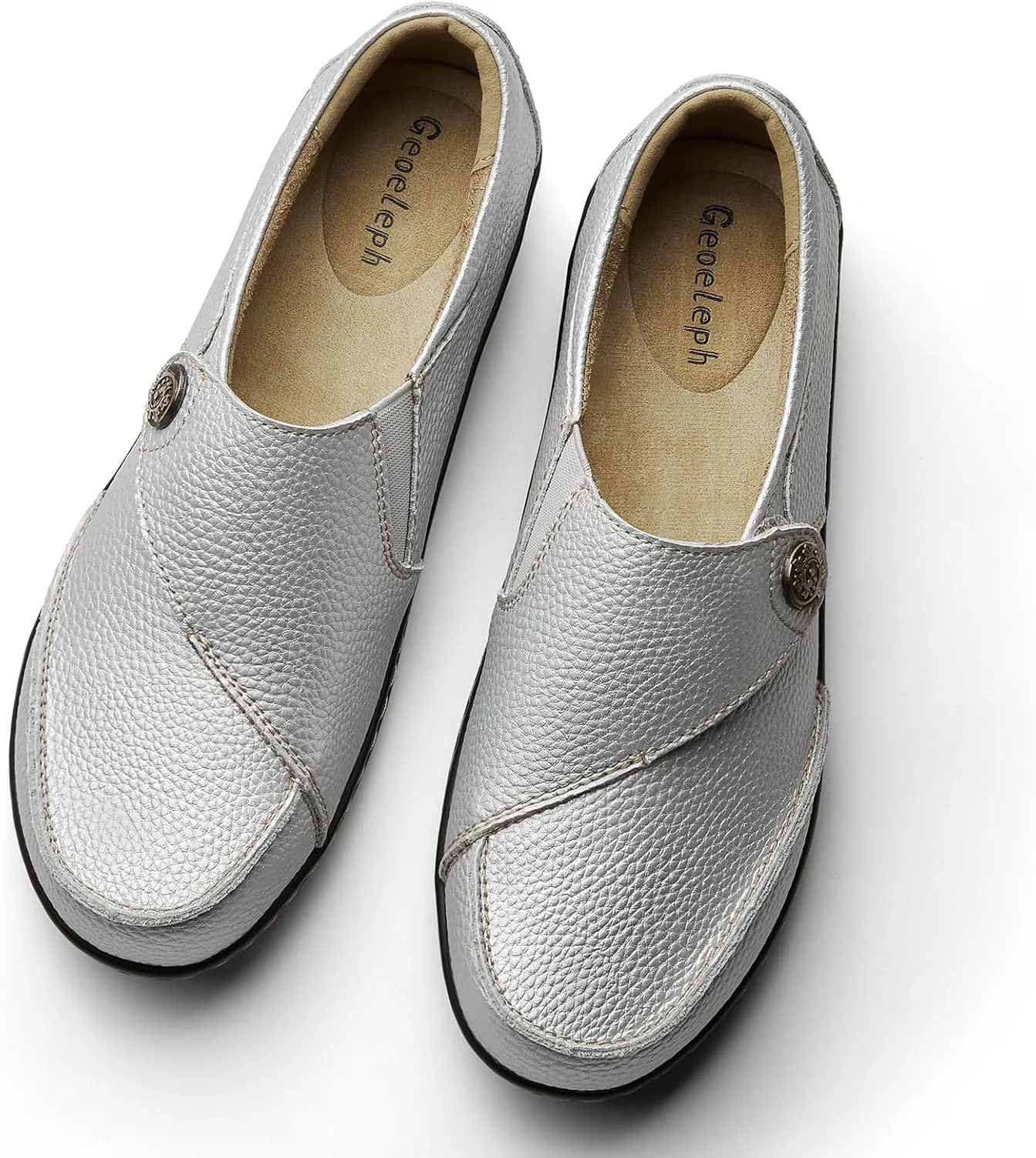 Geoeleph Women's Loafers Casual Slip-Ons Comfort Walking Flats Leather Driving Moccasins