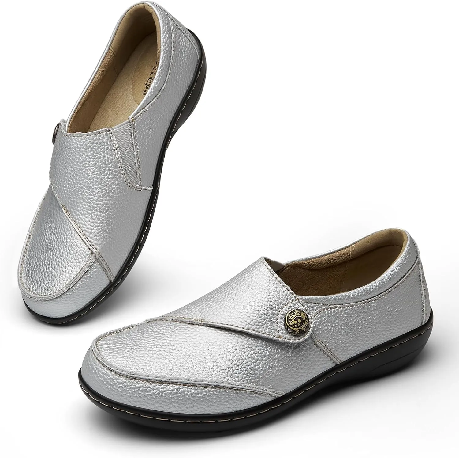 Geoeleph Women's Loafers Casual Slip-Ons Comfort Walking Flats Leather Driving Moccasins