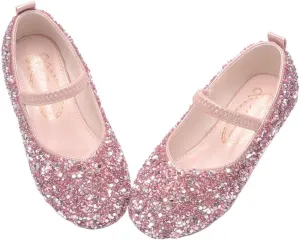 Girls Classic Slip on Mary Jane Ballet Flats Glitter Wedding Party Bridesmaids Flower Girl Princess Dress Shoes for Kid Toddler