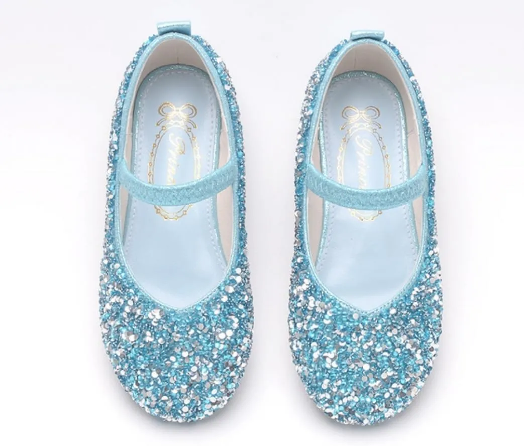 Girls Classic Slip on Mary Jane Ballet Flats Glitter Wedding Party Bridesmaids Flower Girl Princess Dress Shoes for Kid Toddler