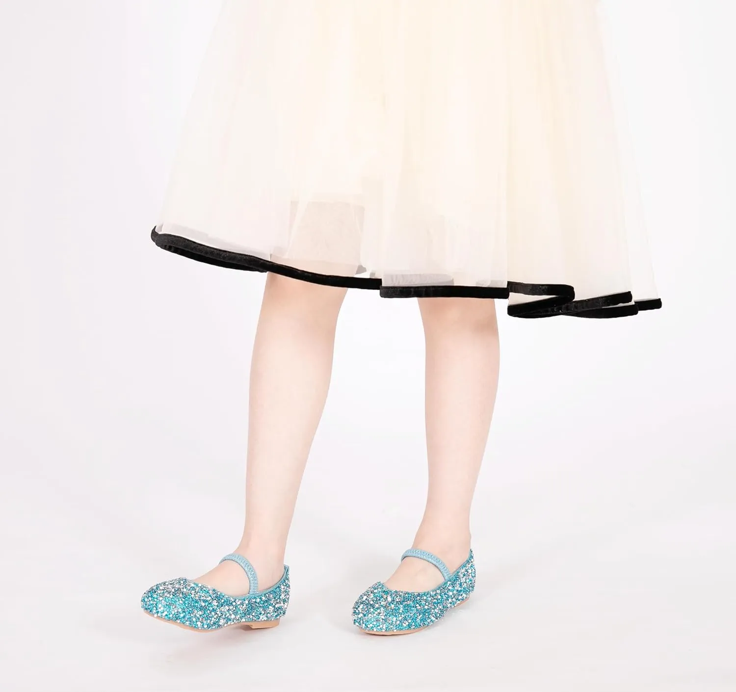 Girls Classic Slip on Mary Jane Ballet Flats Glitter Wedding Party Bridesmaids Flower Girl Princess Dress Shoes for Kid Toddler