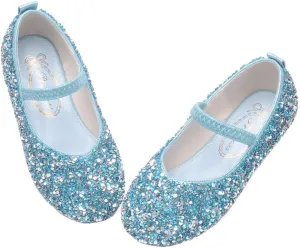 Girls Classic Slip on Mary Jane Ballet Flats Glitter Wedding Party Bridesmaids Flower Girl Princess Dress Shoes for Kid Toddler