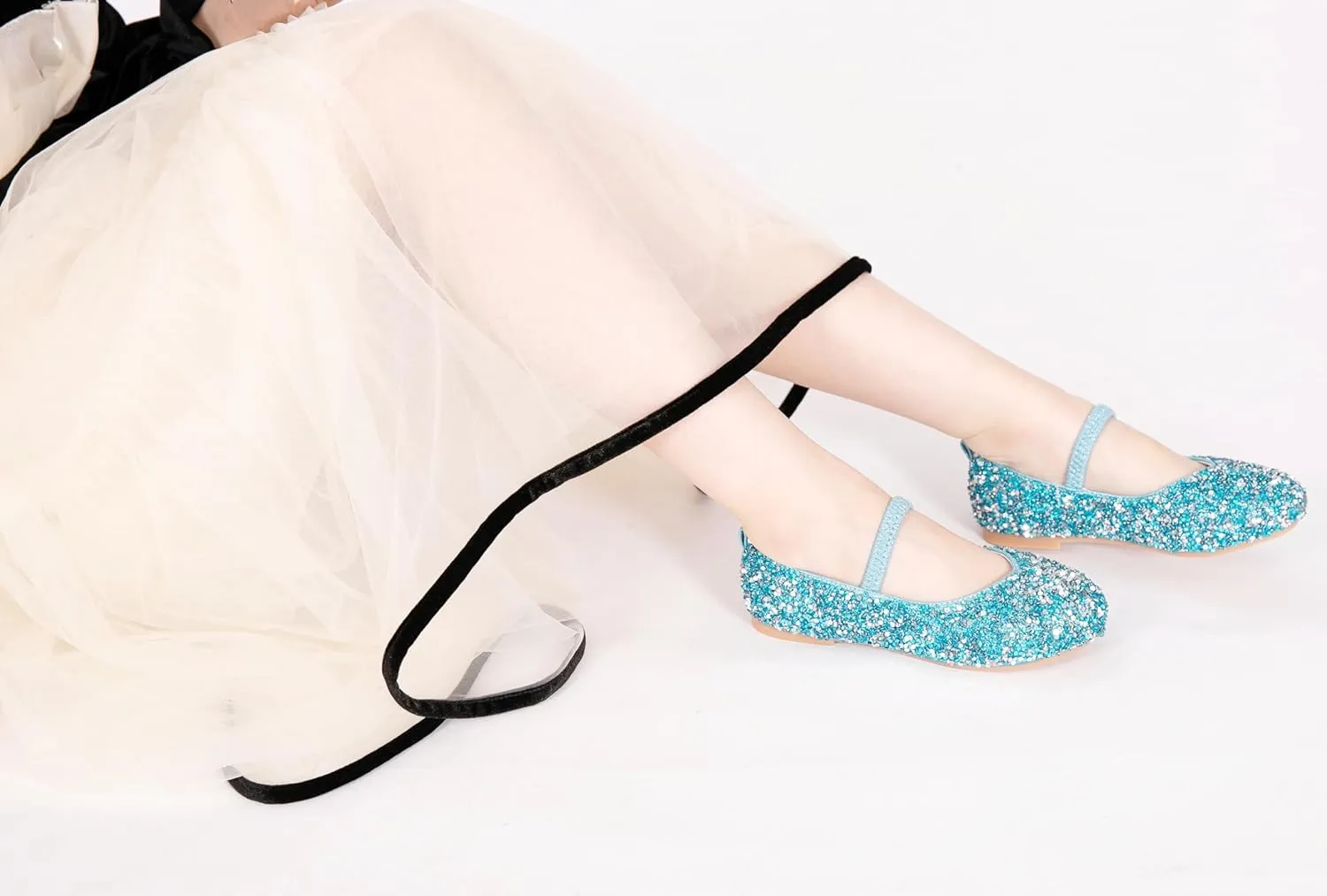 Girls Classic Slip on Mary Jane Ballet Flats Glitter Wedding Party Bridesmaids Flower Girl Princess Dress Shoes for Kid Toddler
